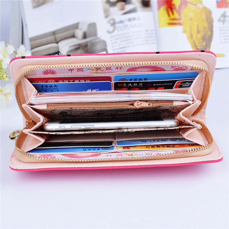 Rabbit Ear Zipper Long Wallet Girls Cute Animal Candy Color Purse Card Holder Coins Bags - MRSLM