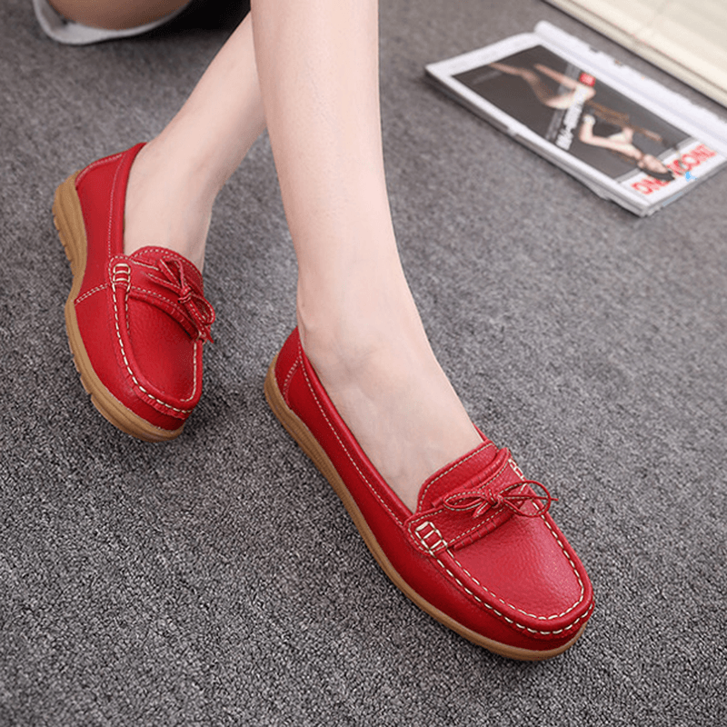 Women Flat Slip on Casual Soft Outdoor round Toe Flat Loafers Shoes - MRSLM