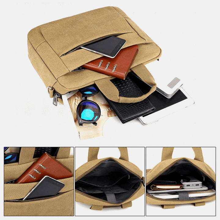 Men Canvas Shoulder Bag Crossbody Bag Handbag Business Bag - MRSLM