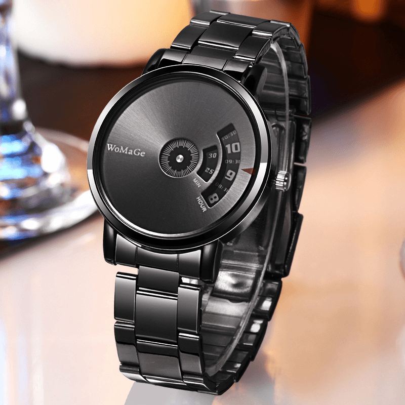 WOMAGE Men Watch Fashion Alloy Stainless Steel Band Business Digital Quartz Watch - MRSLM