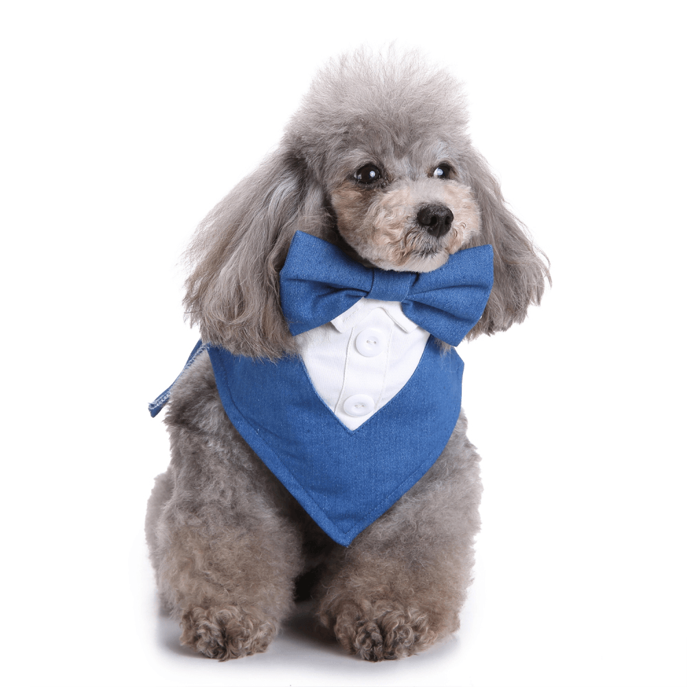 Formal Dog Tuxedo Dog Bandana with Bow Tie and Neck Ties Designs - MRSLM