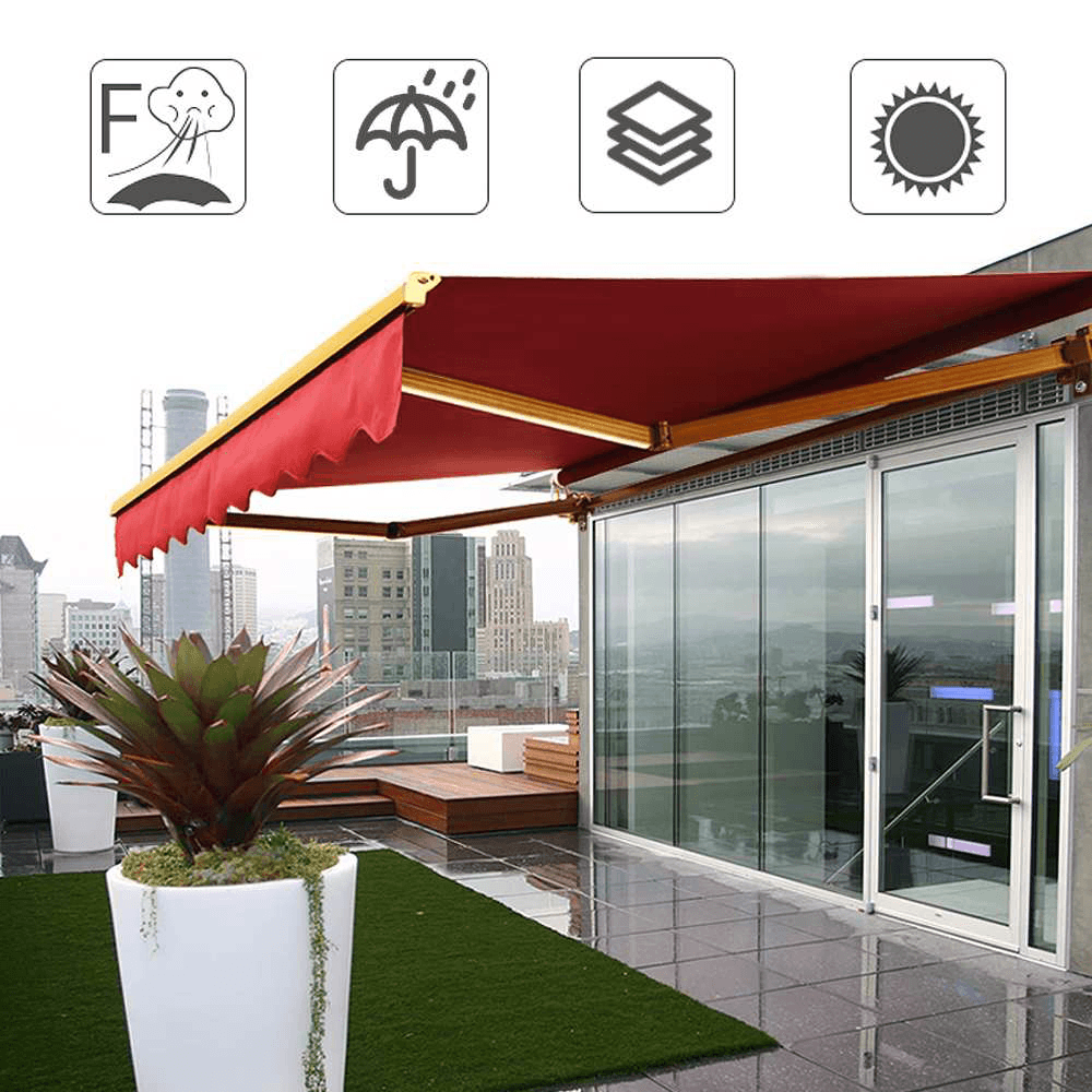 2.5X2M Outdoor Garden Patio Awning Cover Canopy Sun Shade Shelter Waterproof UV Resistant Awning - MRSLM