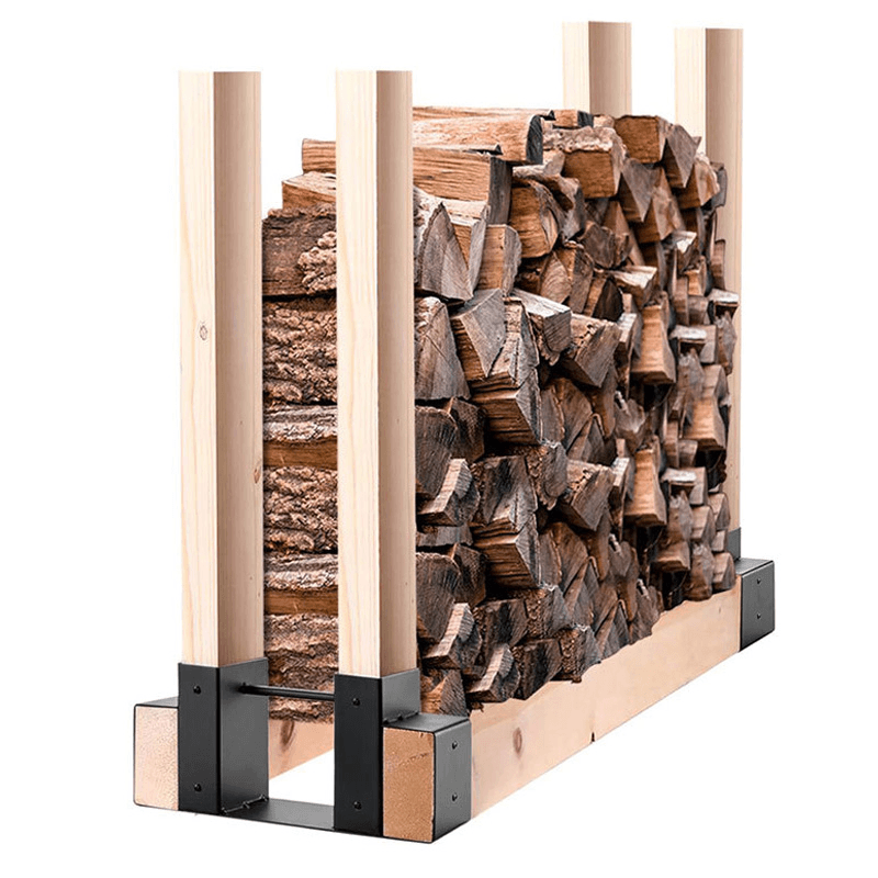 Kingso Firewood Rack Bracket with Screws Heavy Duty Firewood Holder Adjustable Length Log Wood Rack Fireplace Wood Storage Holder - MRSLM