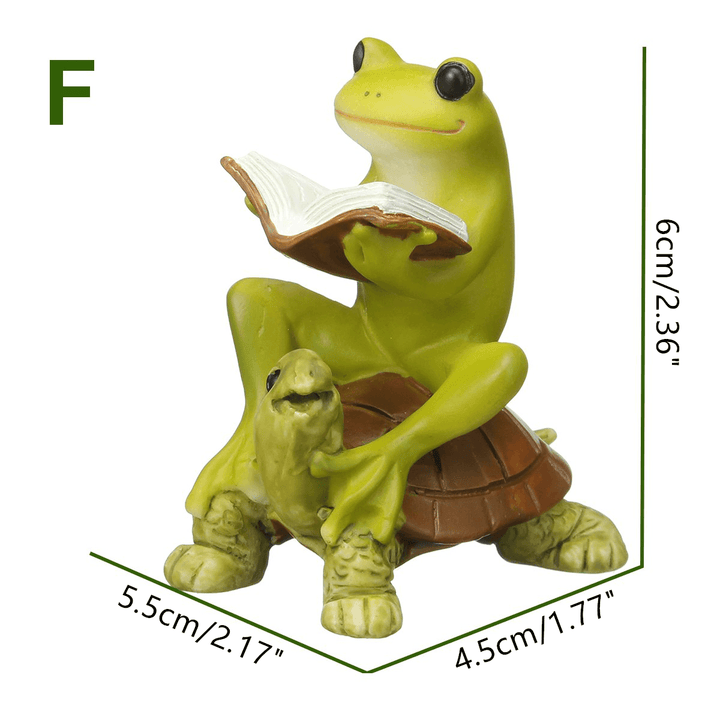 Cute Frog Statue Figurine Home Office Desk Ornament Garden Bonsai Decor Gift - MRSLM