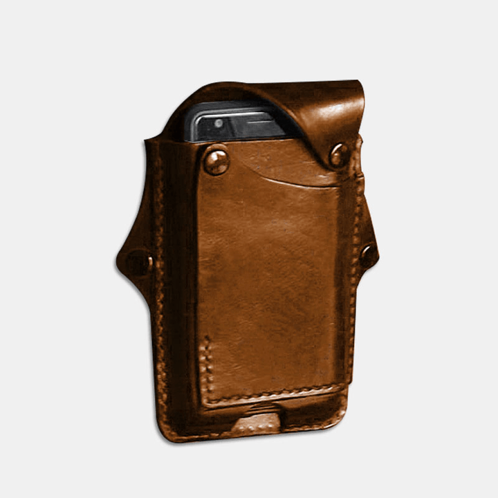 Men EDC 6.3''Inch Genuine Leather Phone Bag Case Belt Bag - MRSLM