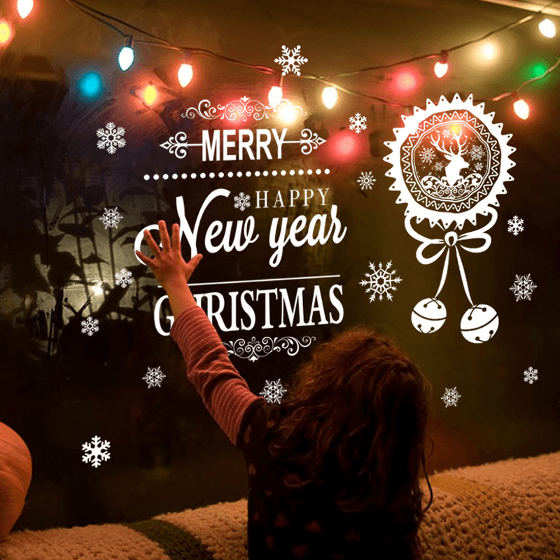 Miico ABQ6004 Christmas Sticker Creative Text Pattern Wall Stickers Removable Room Decoration - MRSLM