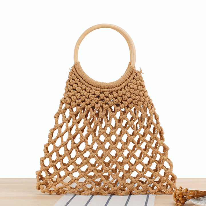 Casual Fabrics Net Beach Bag Solid Handbag for Women - MRSLM