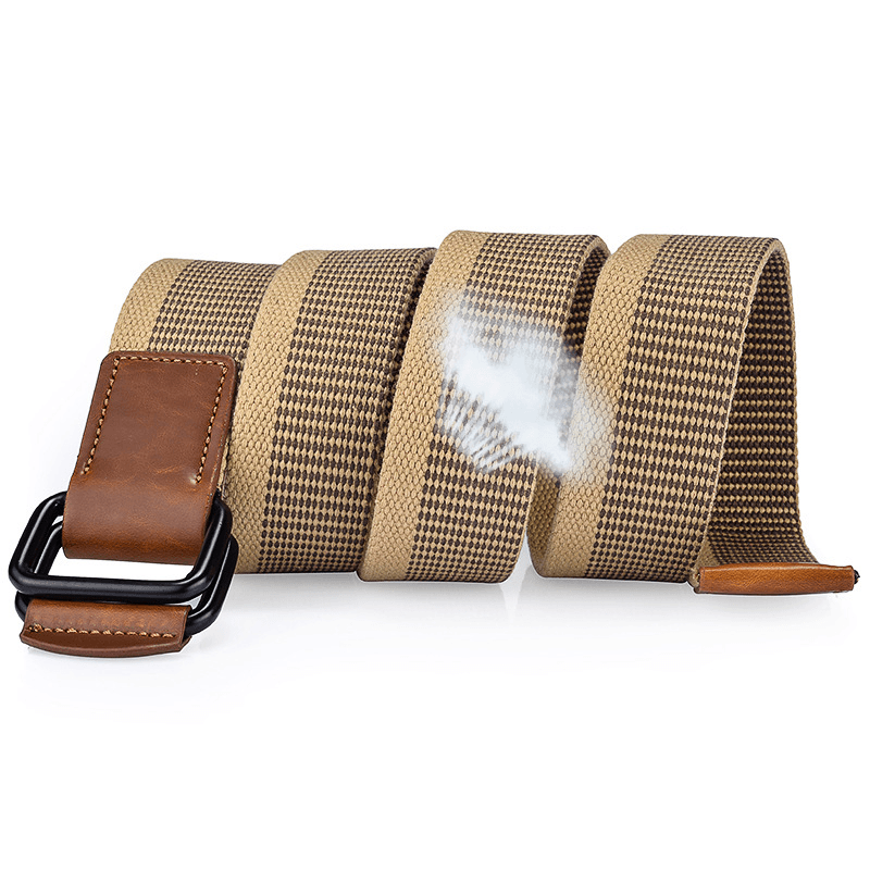 120CM Weaven Nylon Double Ring Leather Alloy Buckle Belt Military Tactical Durable Pants Strip - MRSLM