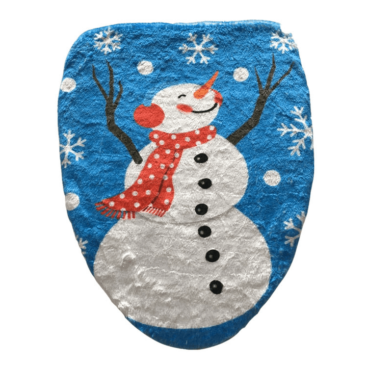 Bathroom Christmas Snowman Toilet Seat Cover Happy Santa Closestool Decorations - MRSLM