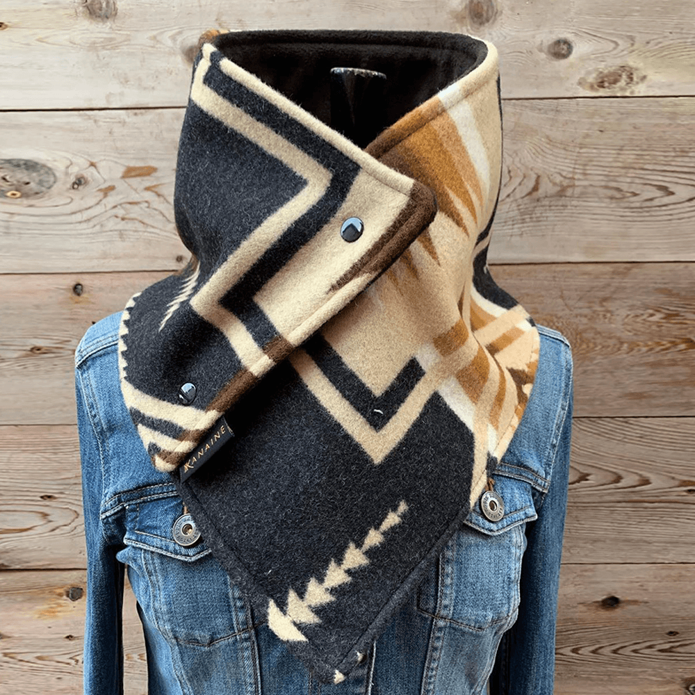 Women All-Match Contrast Color Stripe Pattern Thick Scarf Elegant Adjustable Neck Wrap Warm Scarf - MRSLM