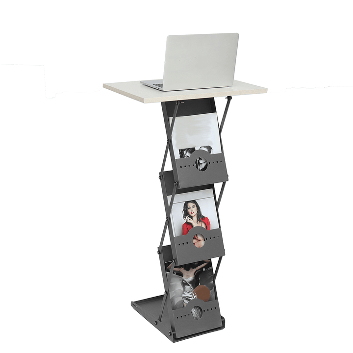 A4 Portable Adjustable Literature Stand Laptop Desk Folding Exhibition Stand Floor Brochure Display Stand Portable Magazine Table - MRSLM