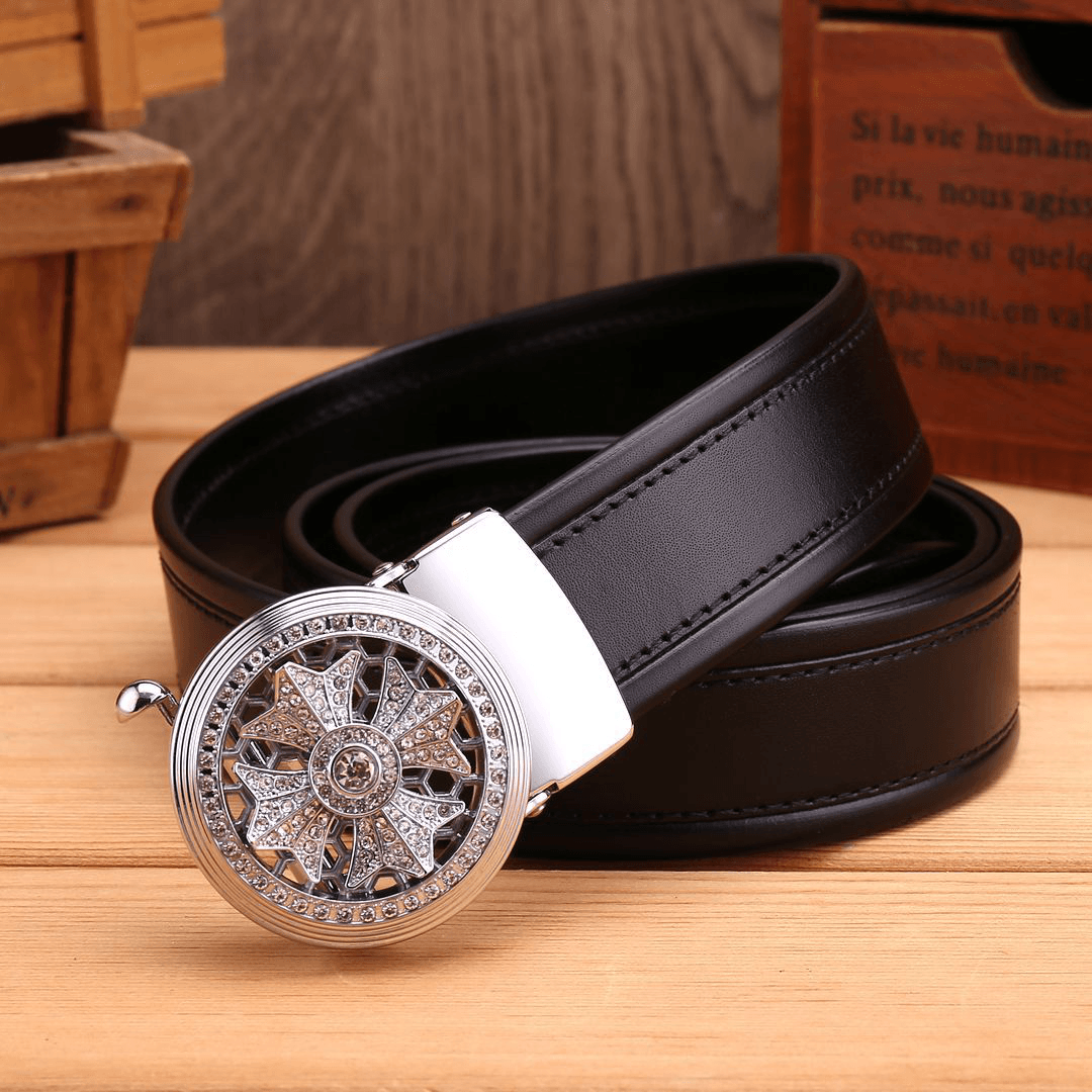 125CM Genuine Leather Embossed Waist Belt - MRSLM