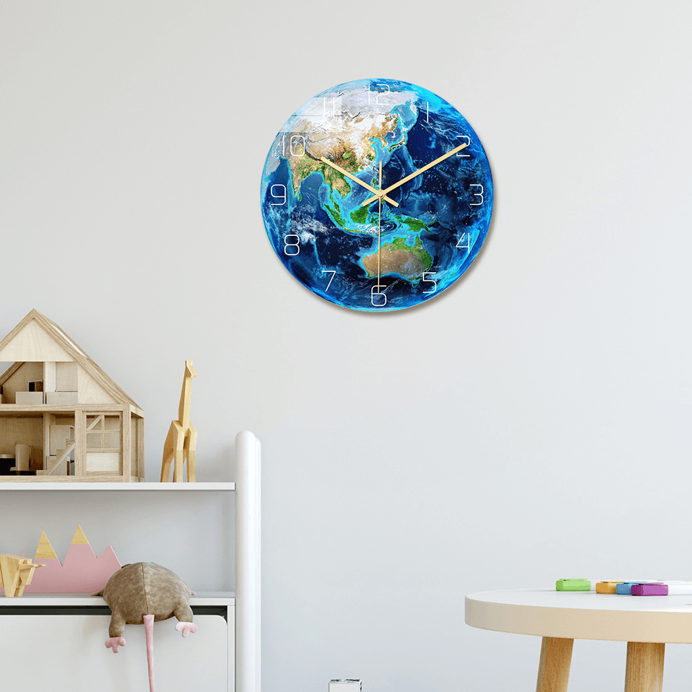 CC087 Creative Asia Luminous Earth Wall Clock Mute Wall Clock Quartz Wall Clock for Home Office Decorations - MRSLM