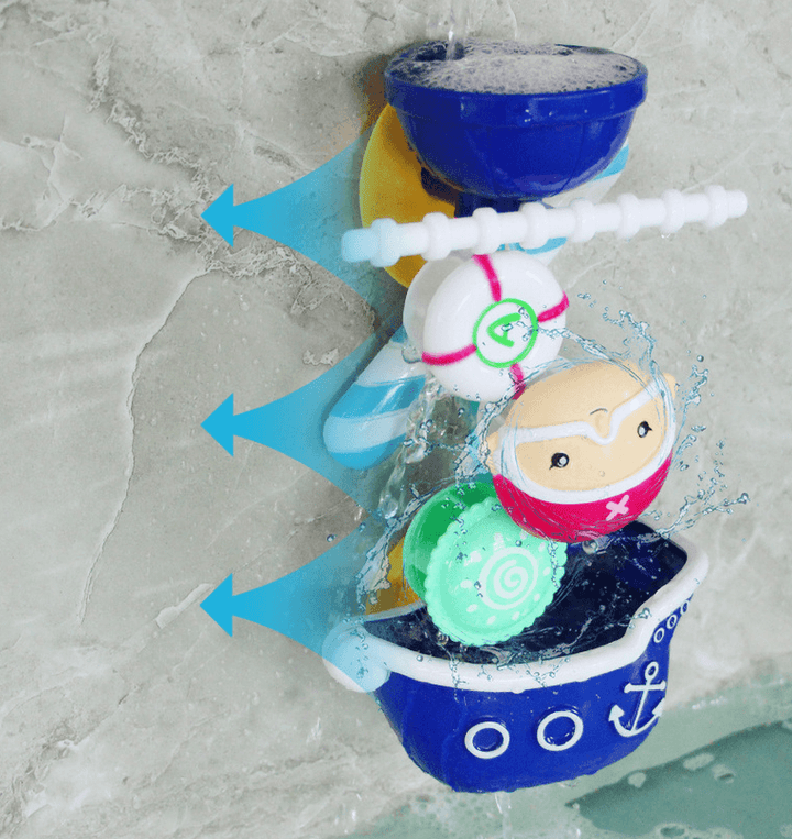 Children'S Bathroom Bath Toy Pirate Ship Windmill Turn Happy - MRSLM