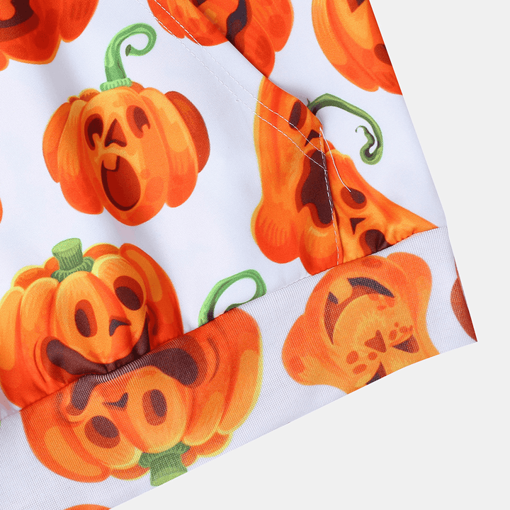 Halloween Pumpkin Monster Print Casual Insert Pocket Hooded Sweatshirt - MRSLM