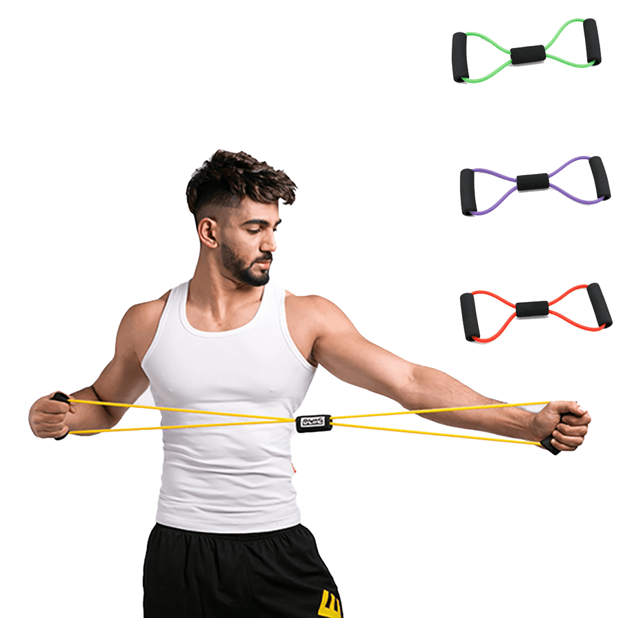 8-Shaped Home Workout Elastic Rubber Loop Sports Resistance Bands Pull Tension Rope Chest Expander - MRSLM