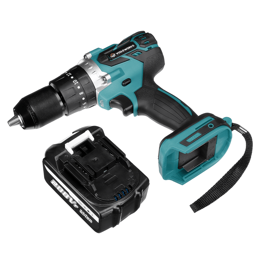 3 in 1 288VF 13Mm Brushless Cordless Impact Drill Screwdriver Hammer Drill W/ 1/2Pcs Battery for Makita - MRSLM