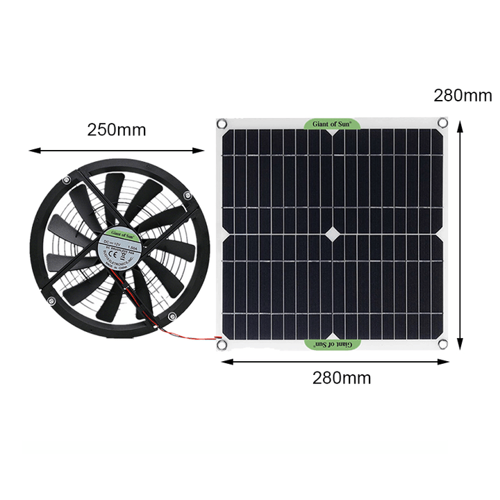 100W Monocrystalline Solar Panel Exhaust Fan Pet House Toilet Car RV Cooling Exhaust Fan - MRSLM