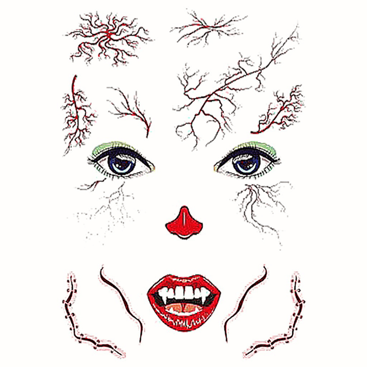 Halloween Tattoo Stickers Scary Halloween Temporary Face Tattoos Terror Wall Sticker Halloween Festival Descoration - MRSLM