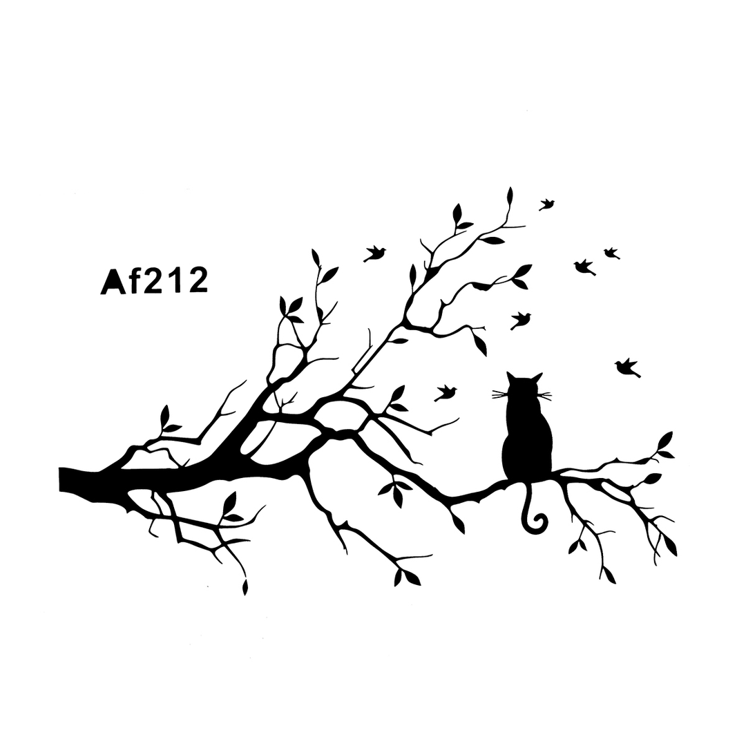 Modern Cat Tree Branches Wall Sticker Sofa Restaurant Wall Decor PVC Removable - MRSLM