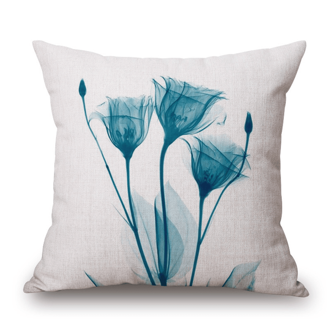 Ink Painting Flowers Cotton Linen Pillow Case Tulips Sofa Cushion Cover 45X45Cm - MRSLM