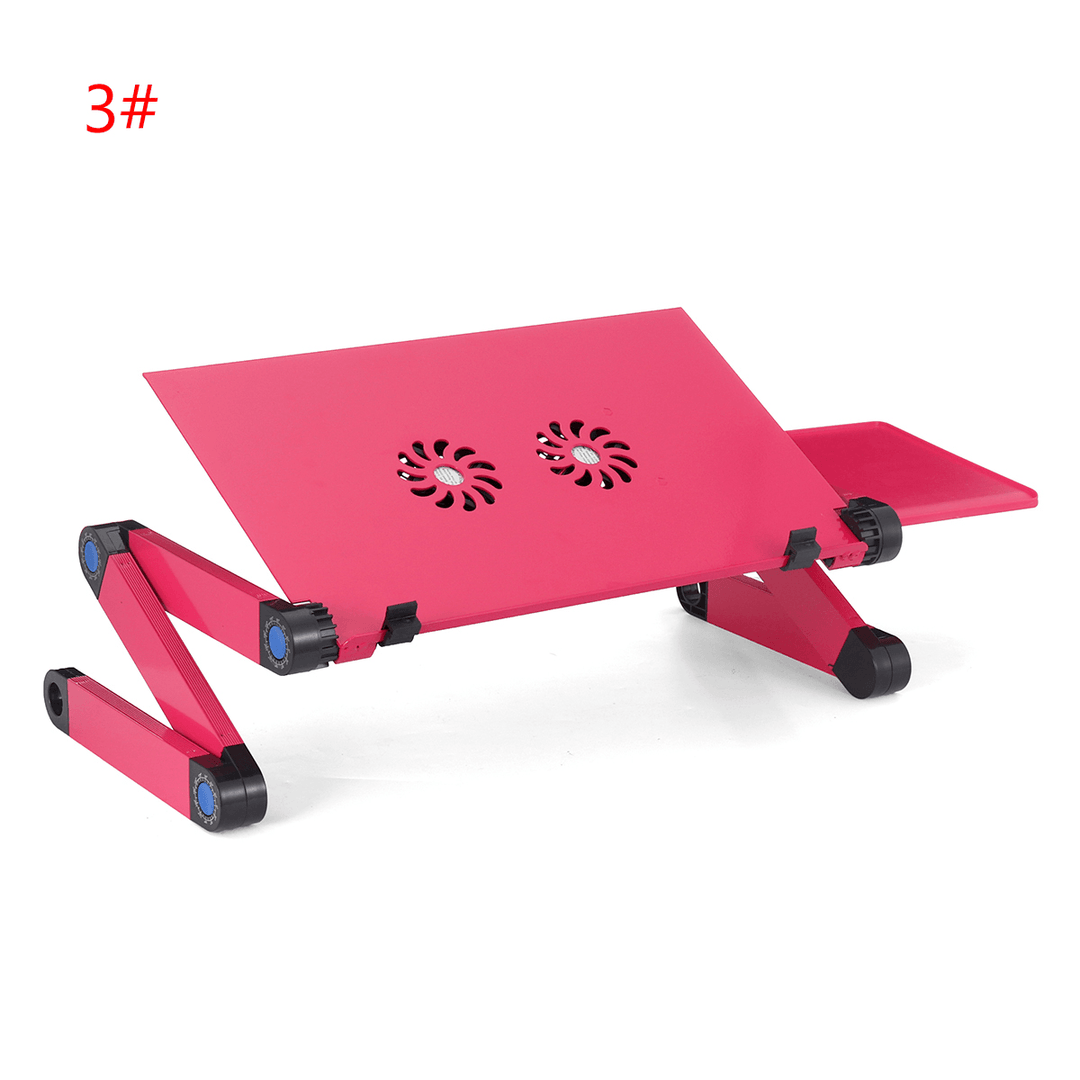 Laptop Desk Aluminum Alloy Folding Computer Notebook Desk Bed Laptop Table with Cooling Stand and Mouse Tray - MRSLM