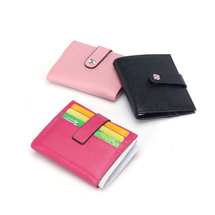 Women Hasp Short Wallets Genuine Leather Purse Card Holder Coin Bags - MRSLM