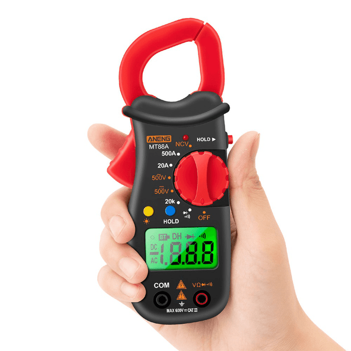 ANENG MT88 1999 Digital Clamp Multimeter Meter 1999 Counts 500A AC Current AC DC Voltage NCV Test with Backlight - MRSLM