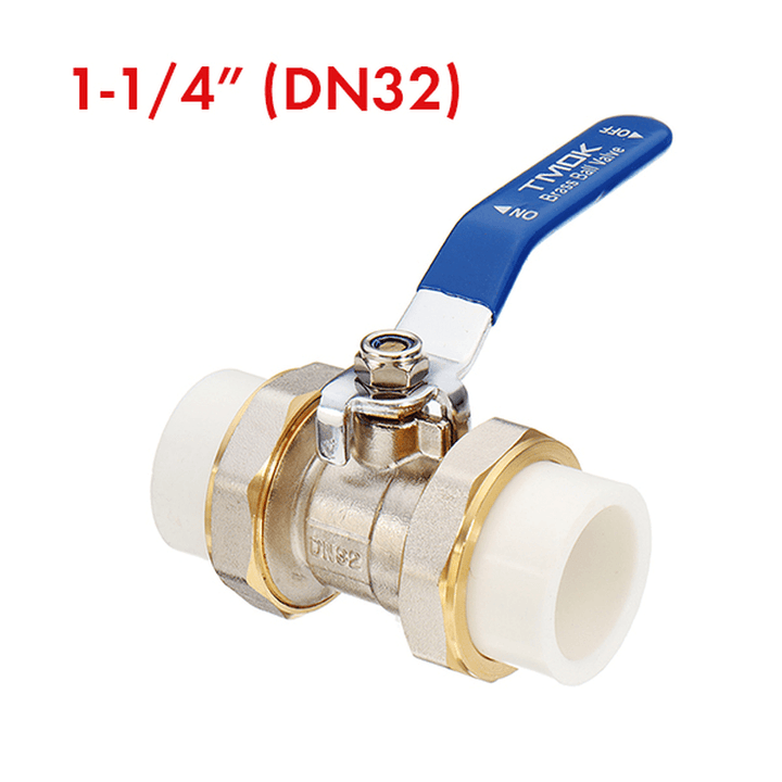 TMOK 3/4" 1" 1-1/4" PPR Brass Ball Valve Heat Fusion Double Union Socket Plumbing Fitting - MRSLM