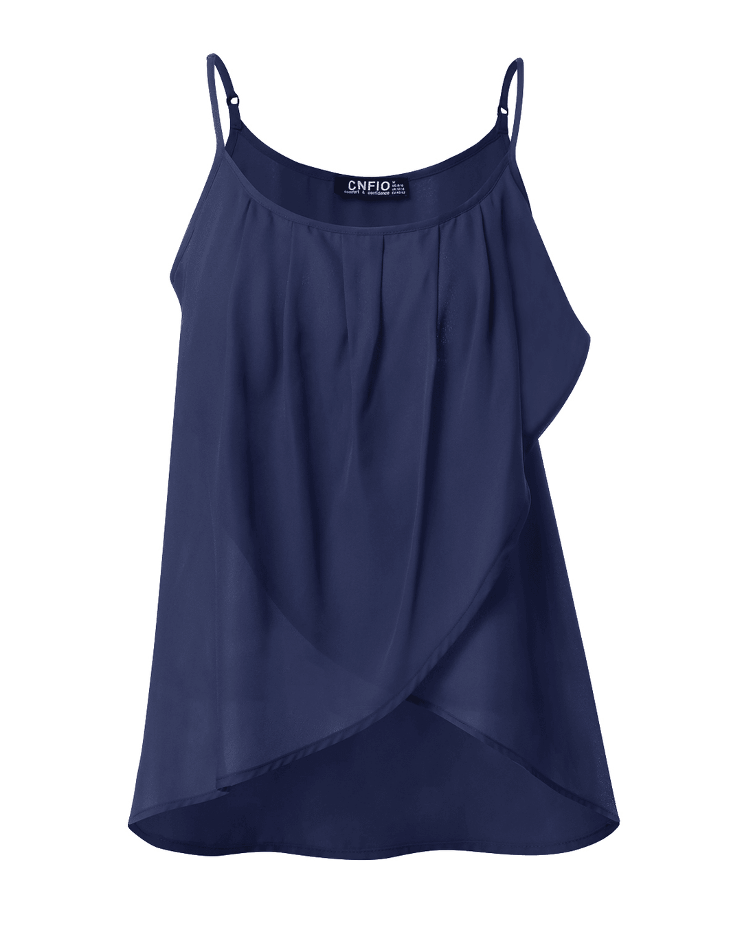 Solid Color Pleated Adjustable Straps Spaghetti Sleeveless Tank Tops - MRSLM