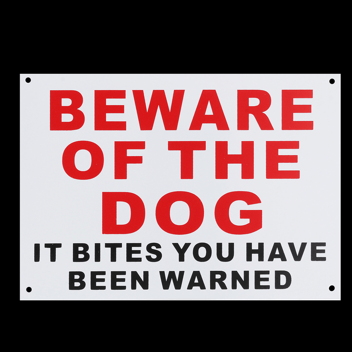 Beware of the Dog It Bites You Have Been Warned Plastic Sticker Security Wall Signs Waterproof - MRSLM