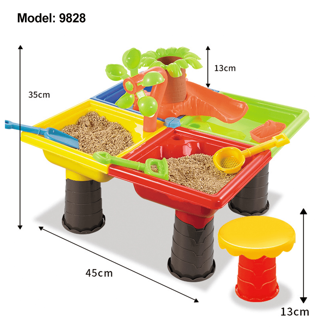 Children Sand Water Table Set Outdoor Beach Play Toys Sand Kids Bucket Shovel Chair Sand Pit Table - MRSLM