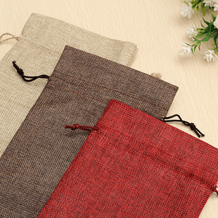 5PCS Natural Jute Burlap Vintage Wedding Favours Hessian Wine Bottle Bags Gift - MRSLM