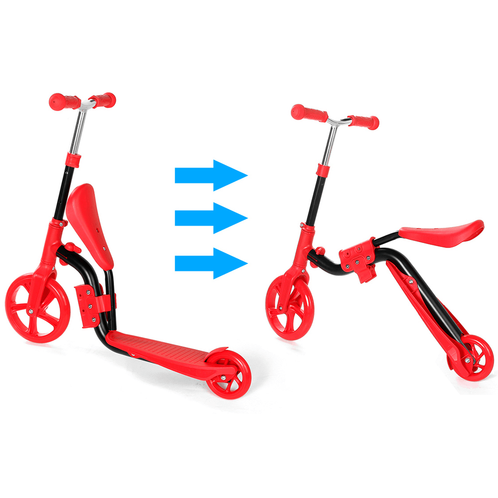 2 in 1 2 Wheels Kids Scooter Adjustable Seat Junior Walker Baby Balance Bike Toddler Bicycle for Balance Sports Training for 2-6 Years Old - MRSLM