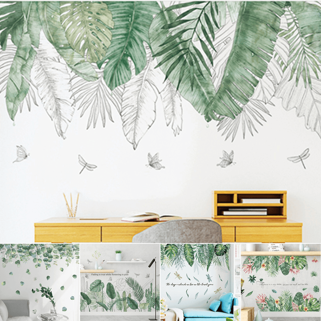 DIY Tropical Leaves Plant Flower Wall Sticker Art Home Decor Office Decal Mural - MRSLM