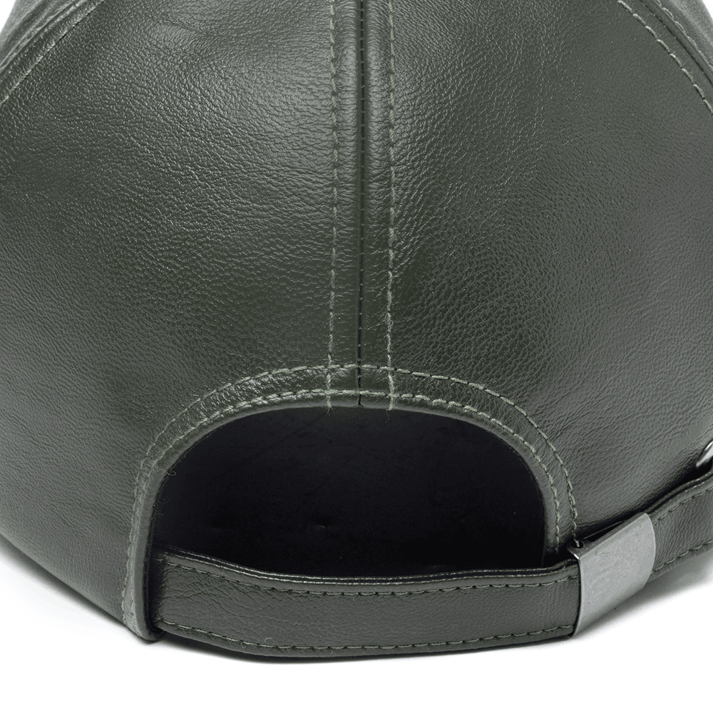 Collrown Men Faux Leather Casual Retro Letter Pattern Leather Sunshade Baseball Hat - MRSLM