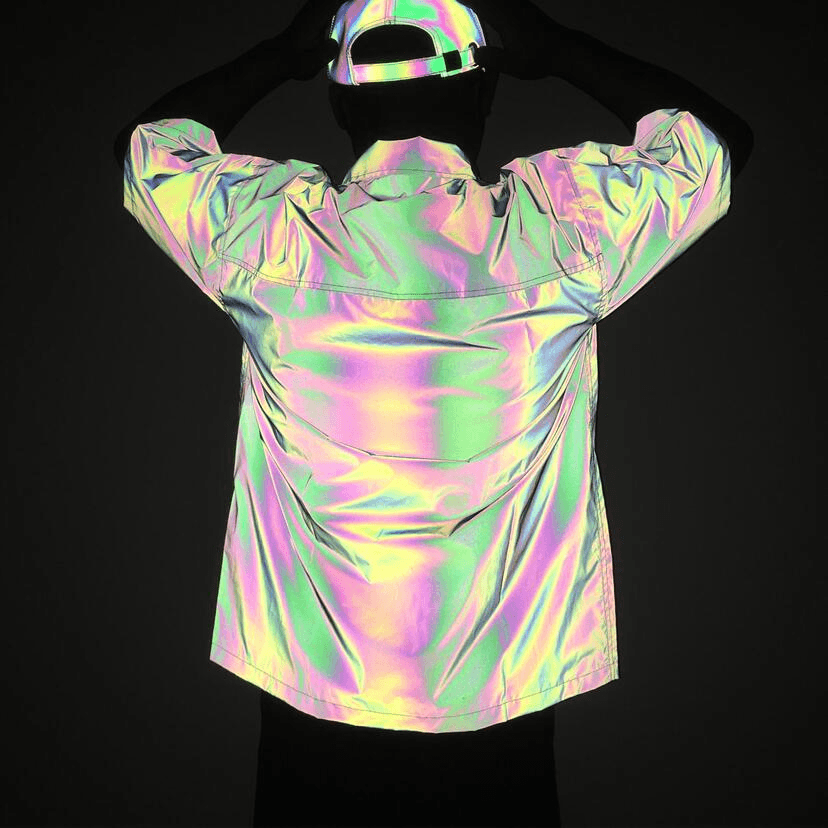 Symphony 3M Reflective Short-Sleeved Shirt Men'S Loose Casual Rainbow Color Reflective Shirt plus Size Trend - MRSLM