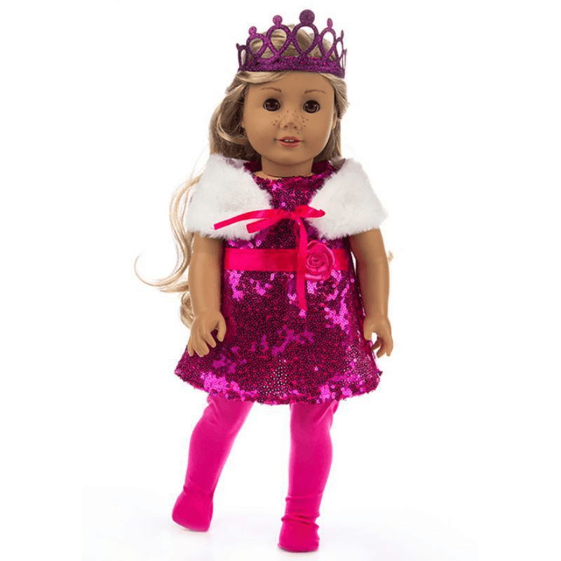 American Girl Doll Dress Crown Sequin Dress Noble Princess Dress - MRSLM