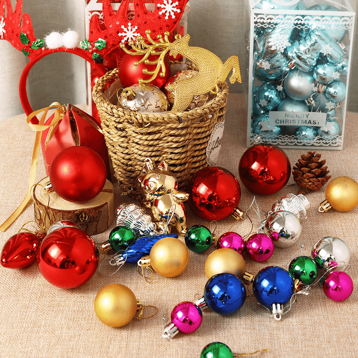 30 Pcs/Set Glitter Christmas Tree Ball Baubles Colorful for Xmas Party Home Garden Christmas Decoration Supplies - MRSLM