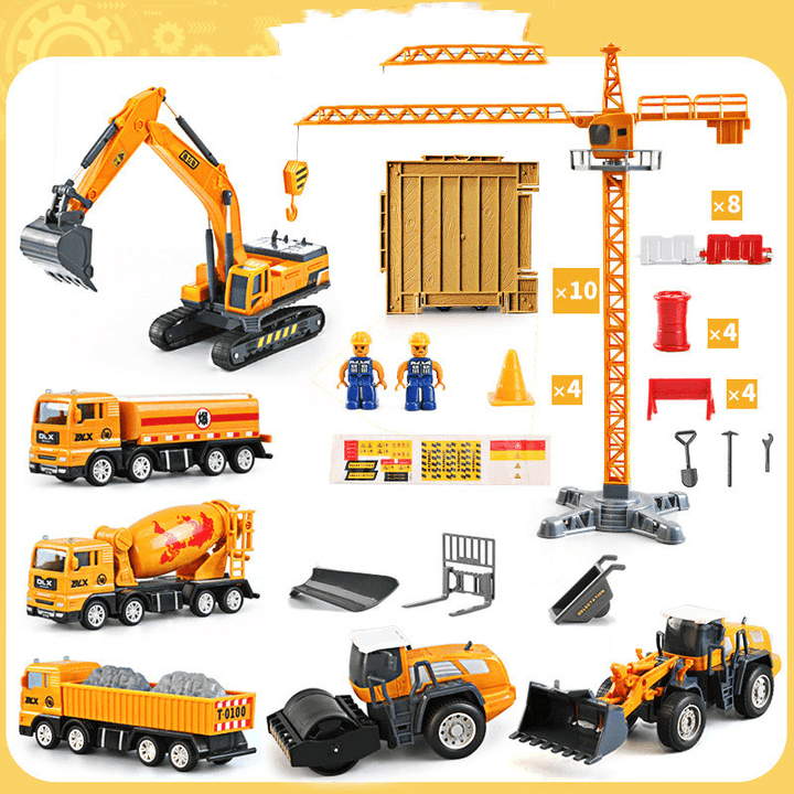 Children'S Construction Vehicle Toy Set Large Boy Excavator - MRSLM