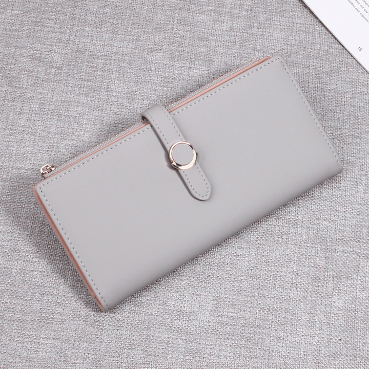 Women Faux Leather Double Fold Fashion Purse Card Holder - MRSLM