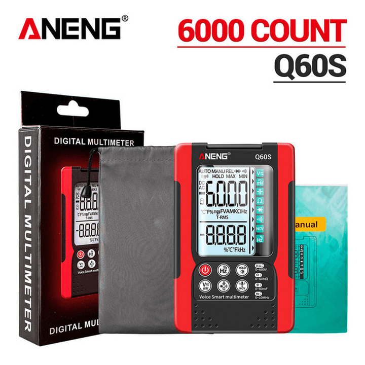 ANENG Q60S Q60 Digital Multimeter AI Speech Recognition Transistor Tester 6000 Counts True RMS Auto Electrical Capacitance Meter - MRSLM