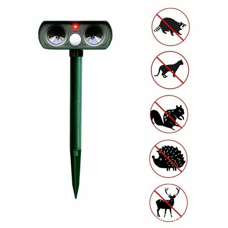 Ultrasonic Solar Power Animal Repeller IPX4 Waterproof PIR Ultrasound Sensor Fox Cat Dog Repellent for Outdoor Garden - MRSLM