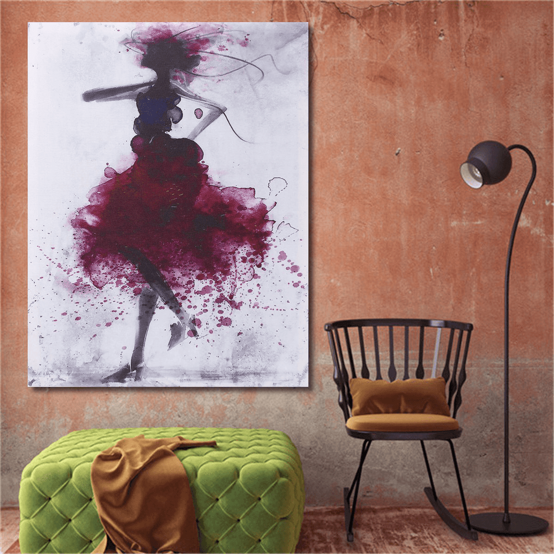 Fashion Red Girl Minimalist Abstract Art Canvas Oil Print Paintings Framed/Unframed - MRSLM