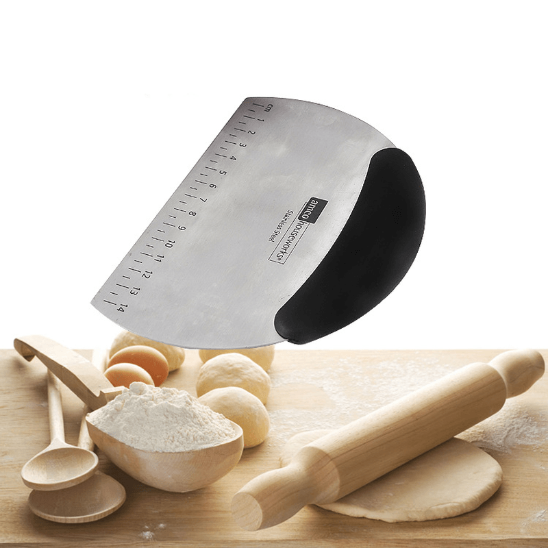 Stainless Steel Kitchen Dough Scraper Chopper Pastry Cutter with Measuring Scale Bakeware Tool - MRSLM