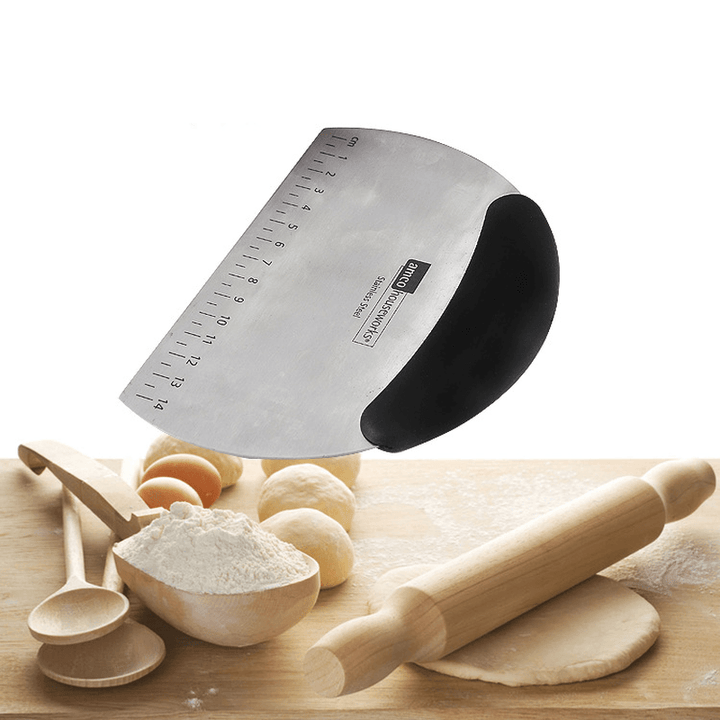 Stainless Steel Kitchen Dough Scraper Chopper Pastry Cutter with Measuring Scale Bakeware Tool - MRSLM