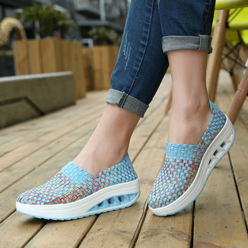 Colorful Rocker Sole Shoes Handmade Knit Shake Shoes Casual - MRSLM