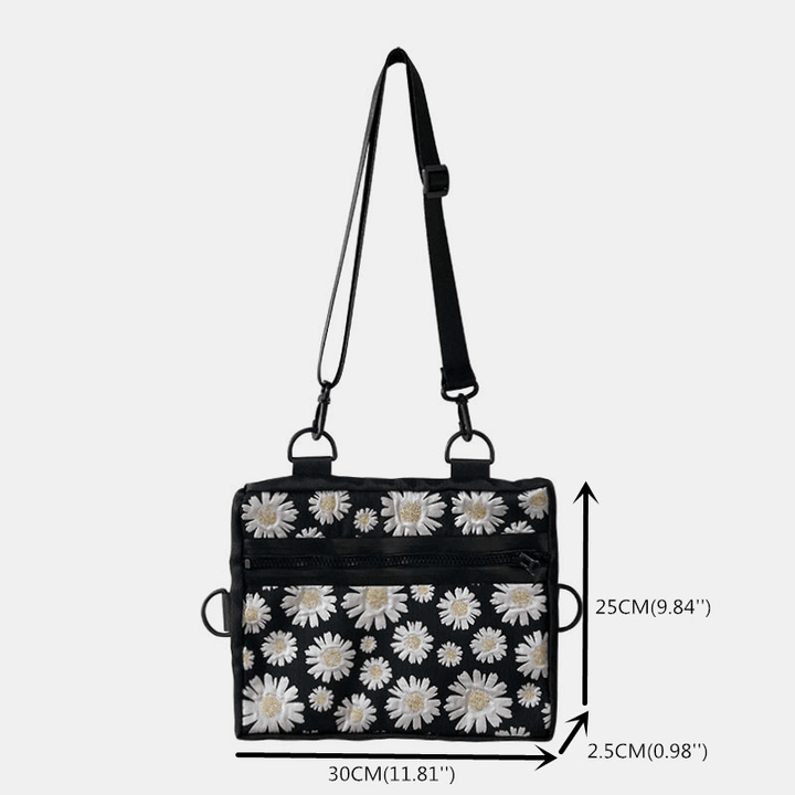 Women Daisy Casual Flower Nylon Crossbody Bag Shoulder Bag - MRSLM