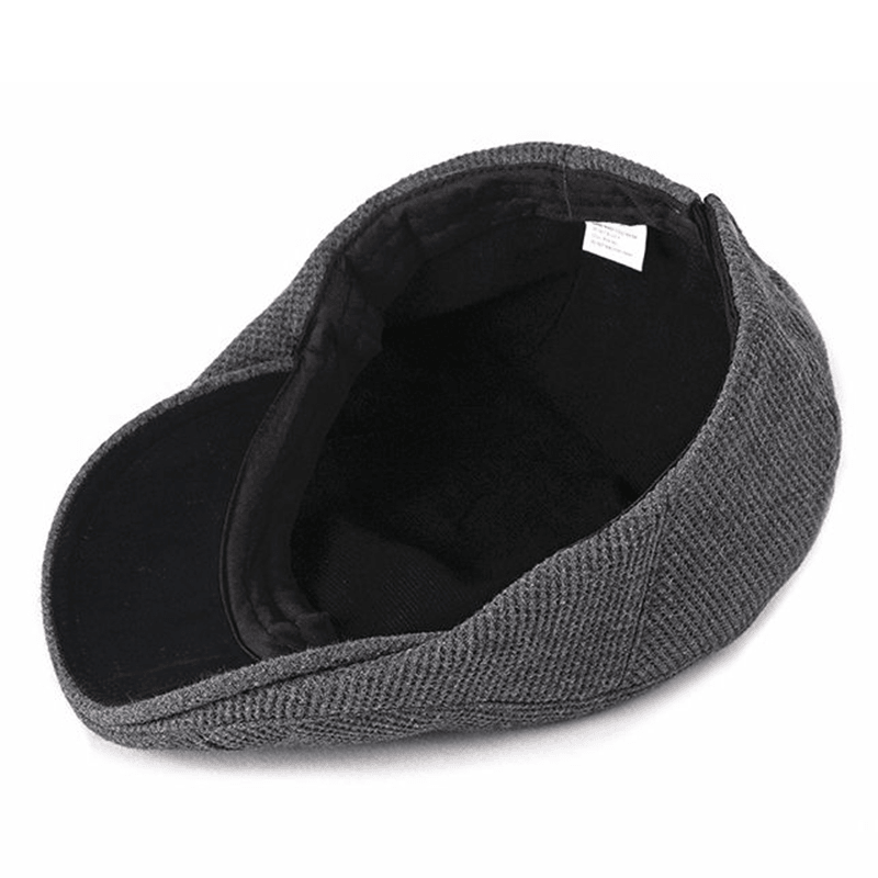 Men Visor Knit Newsboy Beret Caps Outdoor Casual Winter Cabbie Ivy Flat Hat - MRSLM