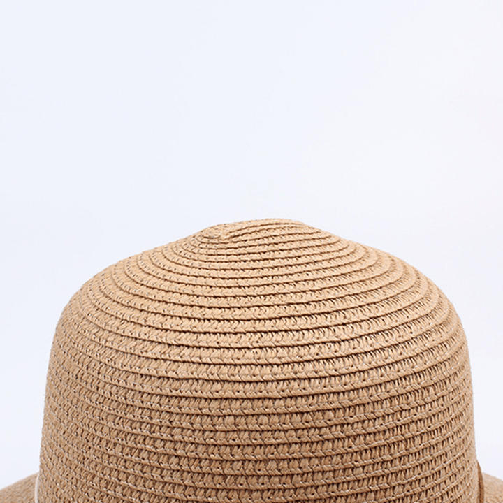 Women Folding Woven Wide Brimmed Bucket Hat Dress Visor - MRSLM